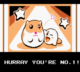 Rick the hamster and kirby with the text Hurray You're No. 1!