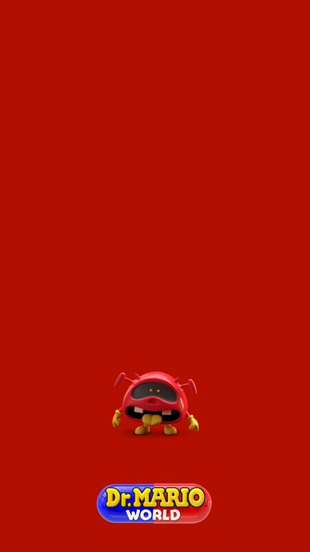 offical dr mario world wallpaper with an empty red background adn the red virus