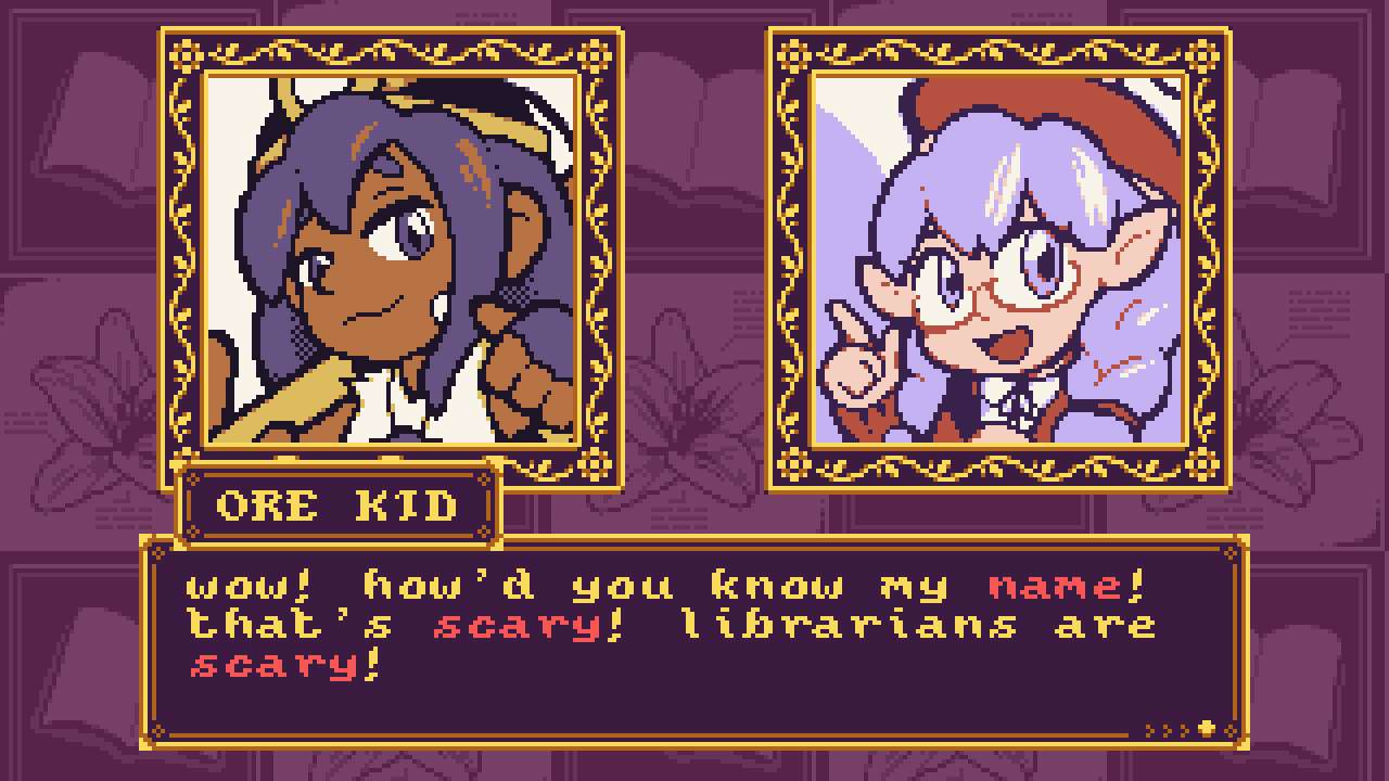 Petal dialogue. Ore Kid: wow! how'd you know my name! that's scary! librarians are scary!