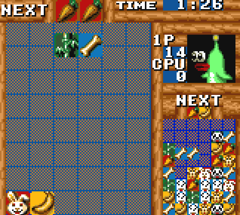 Game gear baku gameplay with cartoon creature duck in the background