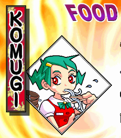 komugi the girl from sushi bar with the text FOOD