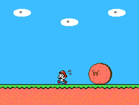 Mario chased by angry giant cookie