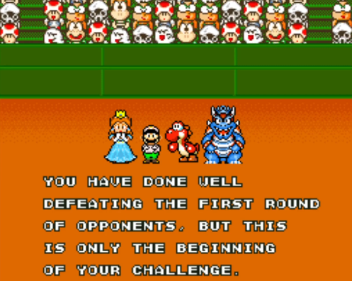 Green Mario, Blue Peach, Red Yoshi, and Blue Bowser making their appearance.