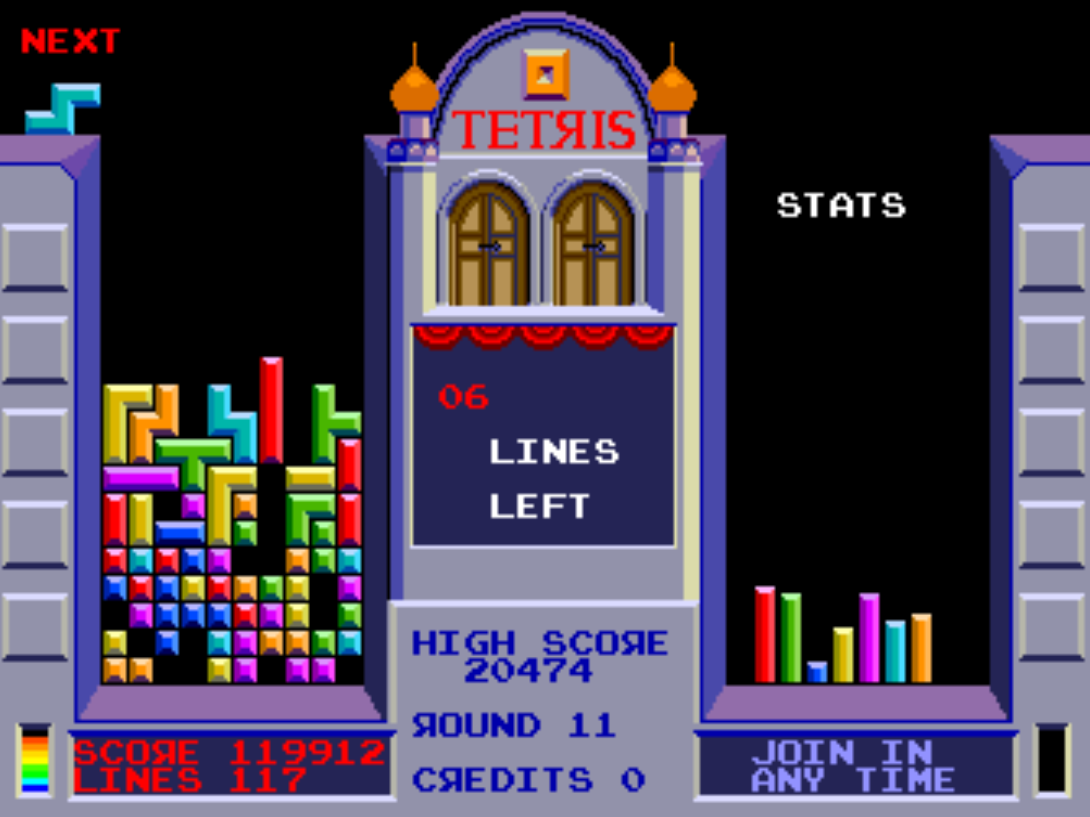 atari tetris garbage blocks rising from below