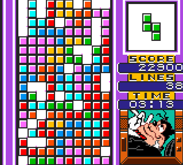 pete losing a round of tetris with a full board.