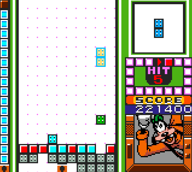 towering tetris, featuring the weird little domino that fires blocks
