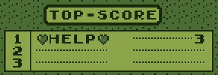 top score: HELP with hearts on either side, with 3 points