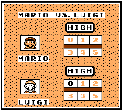 Mario vs Luigi menu, with portraits of both