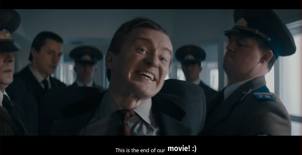 Trifonov being dragged away with a manic expression. This is the end of our (obviously edited text) Movie! :)