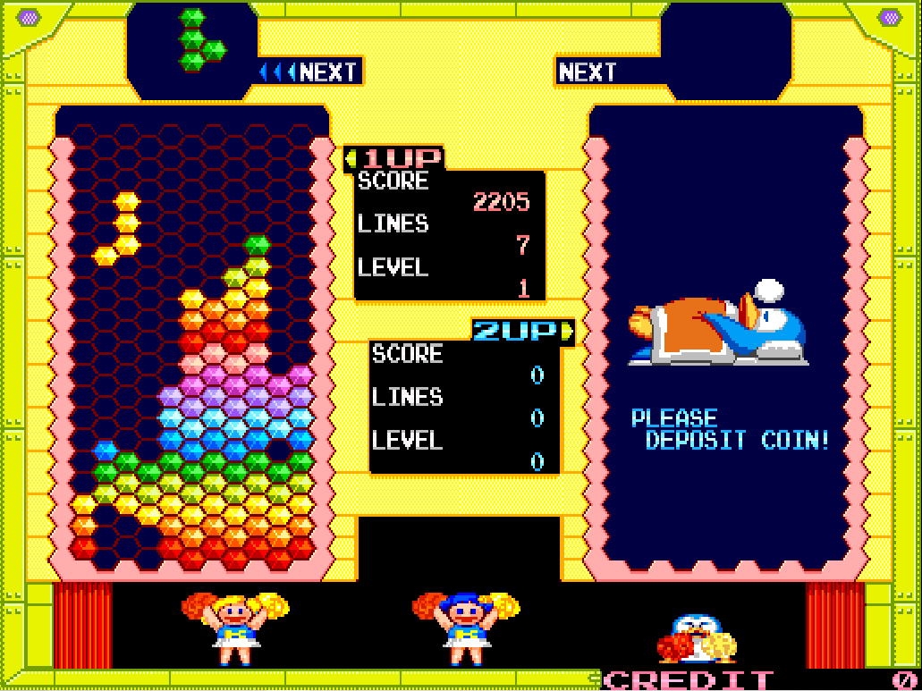 Great looking colors in this game. Hextris gameplay with sleeping penguin and cheerleaders