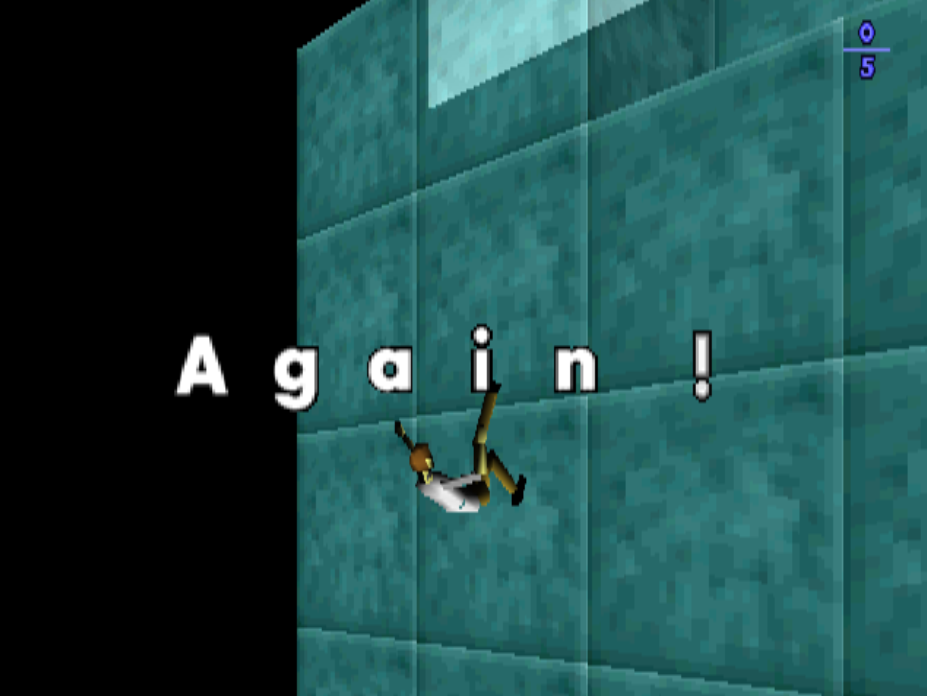 moments before the most beautiful music you've ever heard starts playing the guy from Qube falling off the level with the text Again!