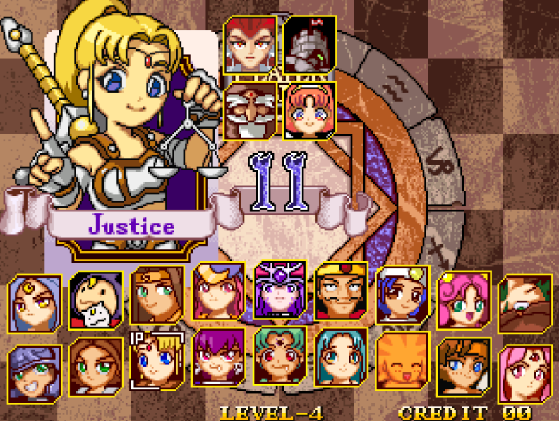 Father Strength and Black Pierrot are still here too. At least in some versions Magidrop 3 character select with many guys