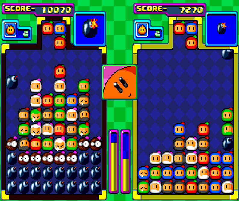 I really the balloon character from Bomber man bomberman gameplay with a little portrait of a smiling orange balloon in the middle